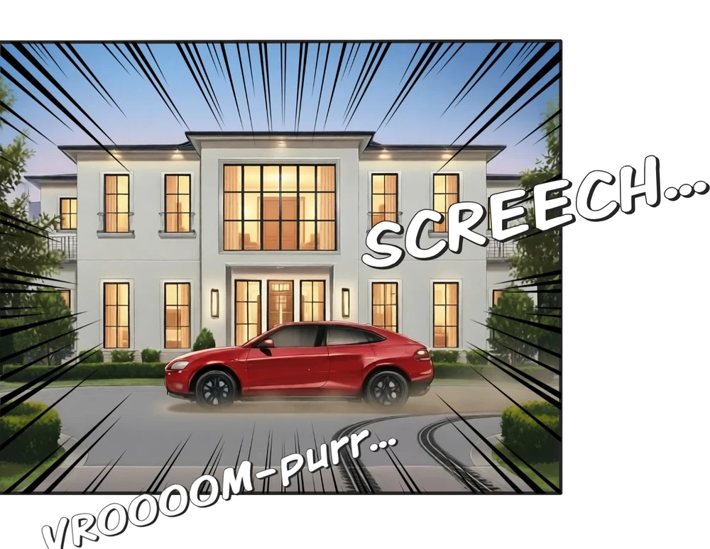 The car arrives outside a large house